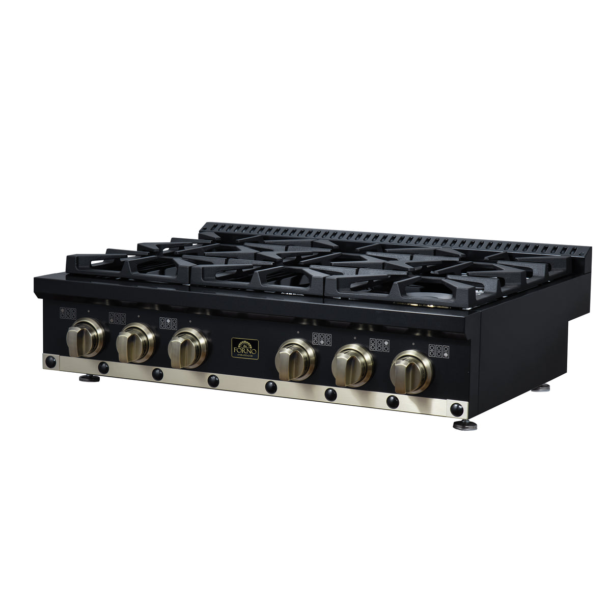 Forno Ambassador 36" Gas Cooktop in Black, 6 Sealed burners, 71,000 BUT Output