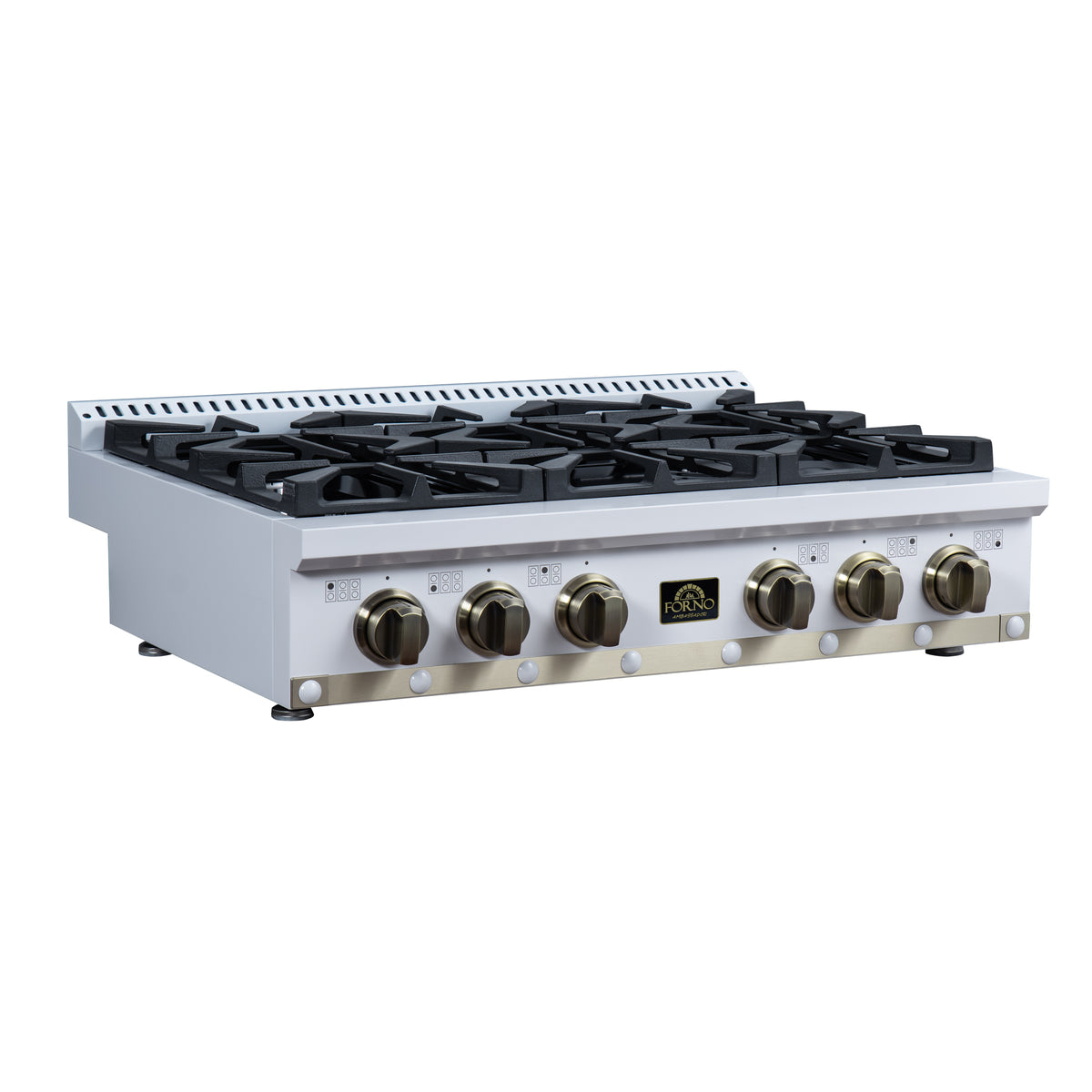 Forno Ambassador 36" Gas Cooktop in White, 6 Sealed burners, 71,000 BUT Output