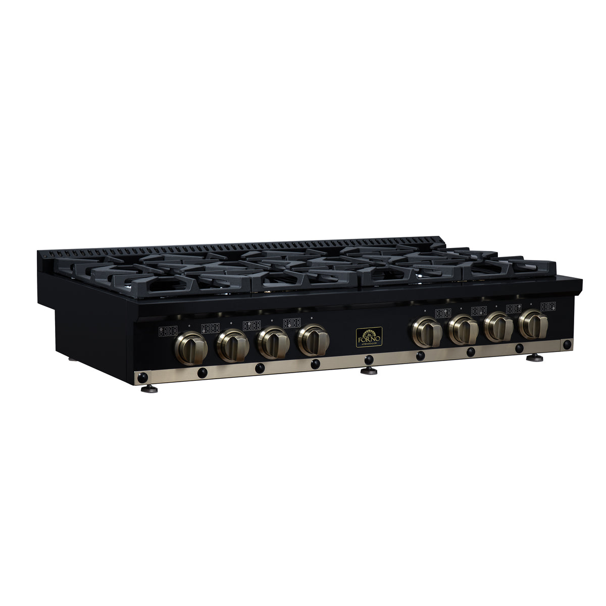 Forno Ambassador 48" Gas Cooktop in Black, 8 Sealed burners, 94,000 BUT Output