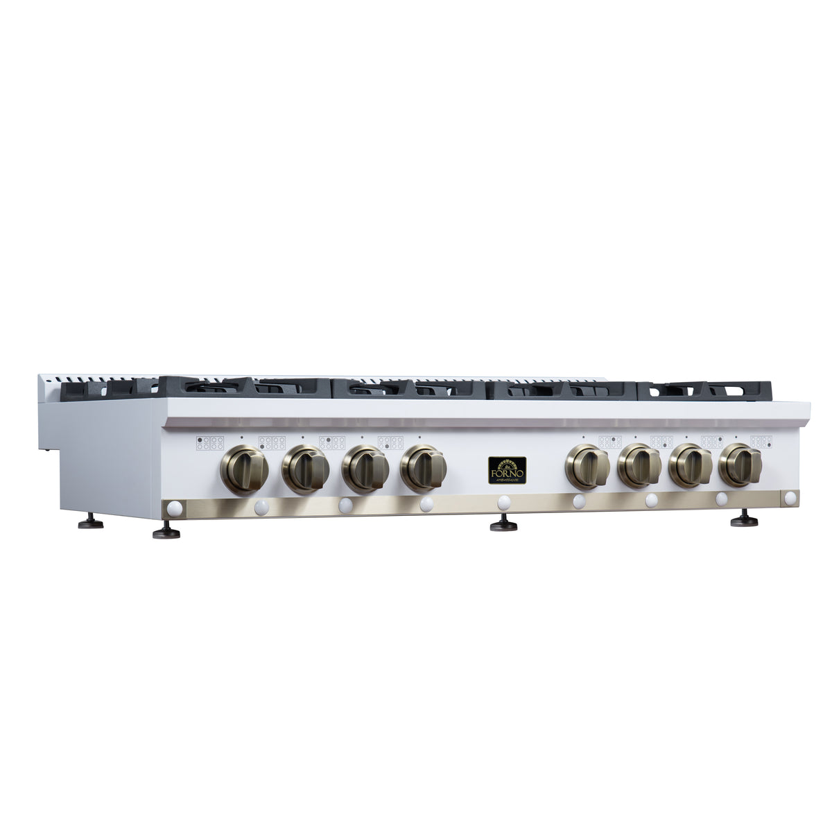 Forno Ambassador 48" Gas Cooktop in White, 8 Sealed burners, 94,000 BUT Output