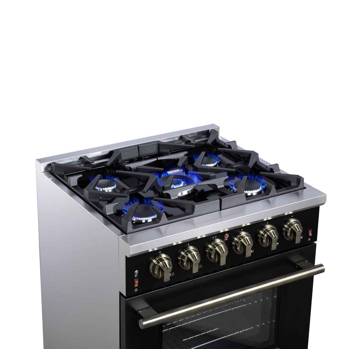 Forno Massimo 30" Freestanding Gas Range All in Black with 5 Sealed Burners 68,000 BTU