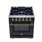 Forno Massimo 30" Freestanding Gas Range All in Black with 5 Sealed Burners 68,000 BTU