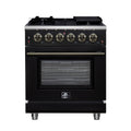 Forno Massimo 30" Freestanding Gas Range All in Black with 5 Sealed Burners 68,000 BTU