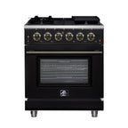 Forno Massimo 30" Freestanding Gas Range All in Black with 5 Sealed Burners 68,000 BTU