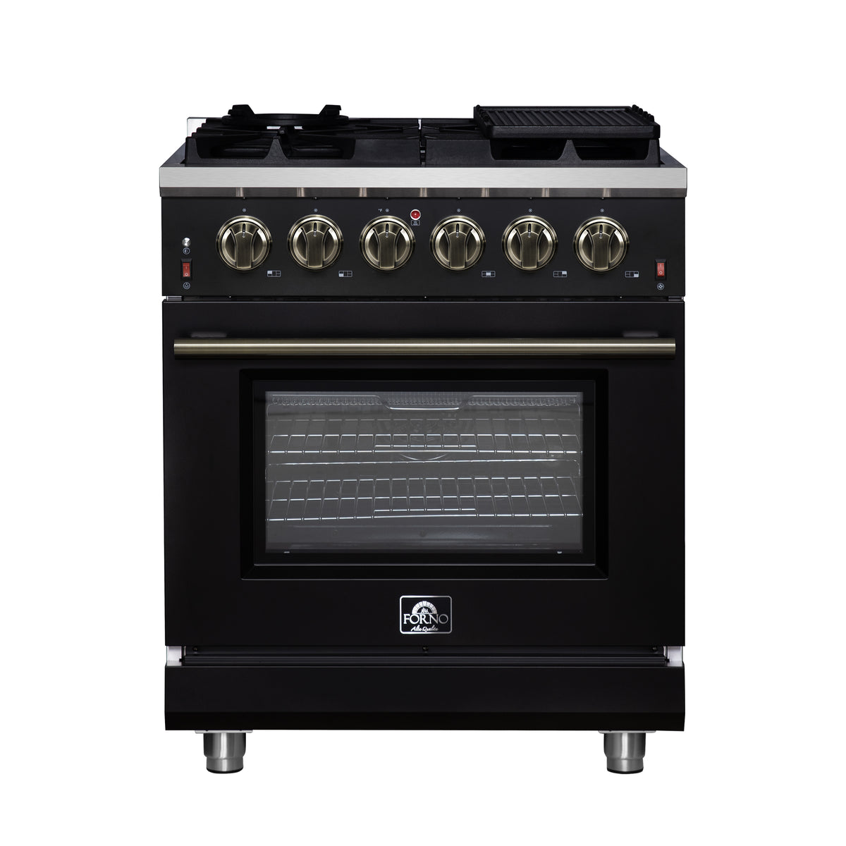 Forno Massimo 30" Freestanding Gas Range All in Black with 5 Sealed Burners 68,000 BTU