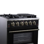 Forno Massimo 30" Freestanding Gas Range All in Black with 5 Sealed Burners 68,000 BTU