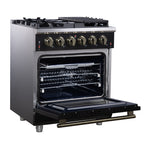 Forno Massimo 30" Freestanding Gas Range All in Black with 5 Sealed Burners 68,000 BTU