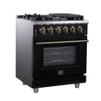 Forno Massimo 30" Freestanding Gas Range All in Black with 5 Sealed Burners 68,000 BTU