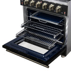 Forno Massimo 30" Freestanding Gas Range All in Black with 5 Sealed Burners 68,000 BTU