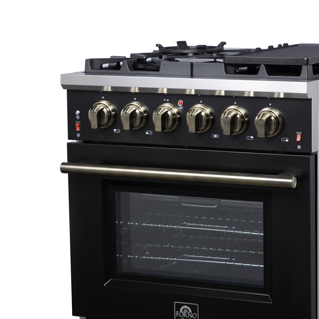 Forno Massimo 30" Freestanding Gas Range All in Black with 5 Sealed Burners 68,000 BTU