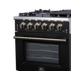 Forno Massimo 30" Freestanding Gas Range All in Black with 5 Sealed Burners 68,000 BTU