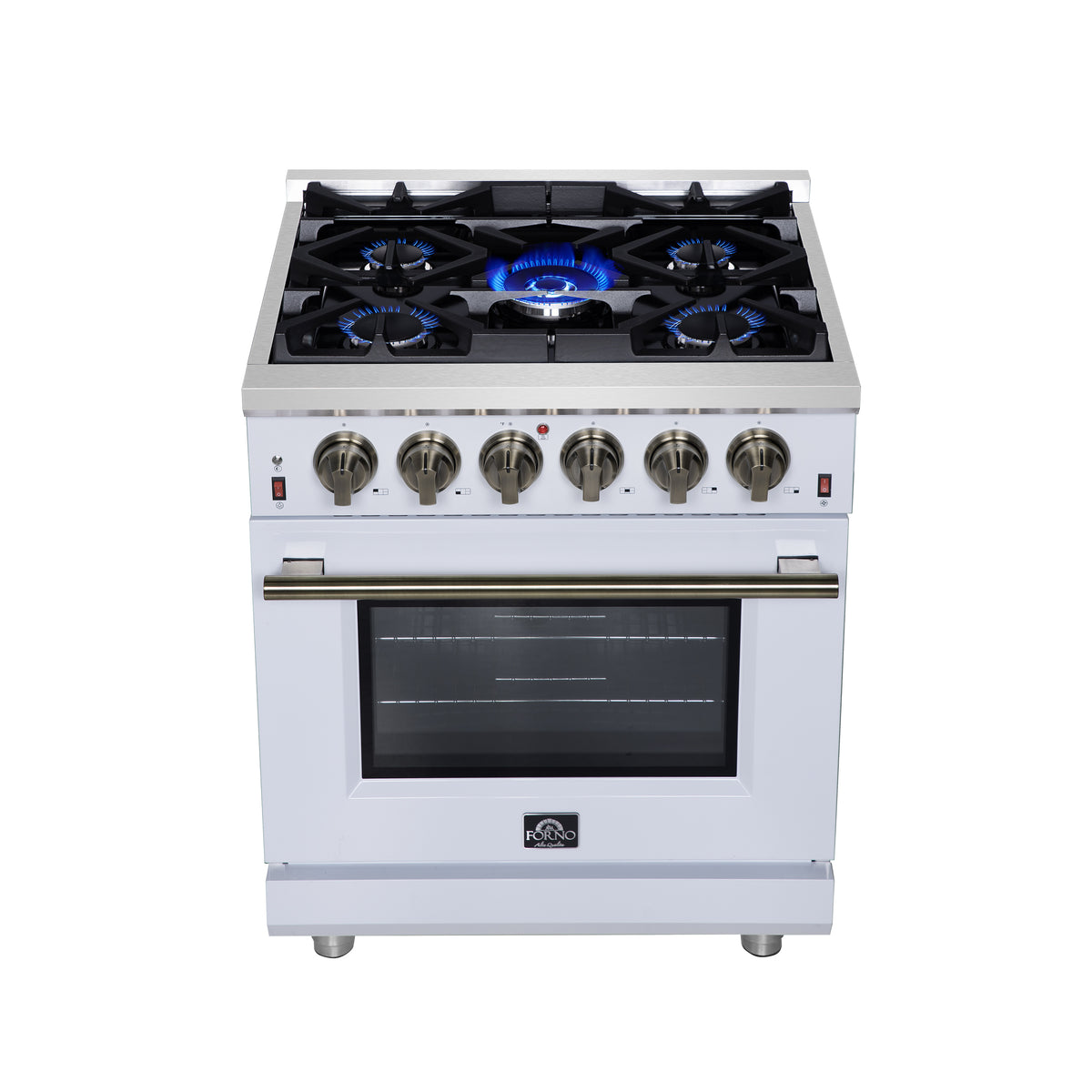 Forno Massimo 30" Freestanding Gas Range All in White with 5 Sealed Burners 68,000 BTU