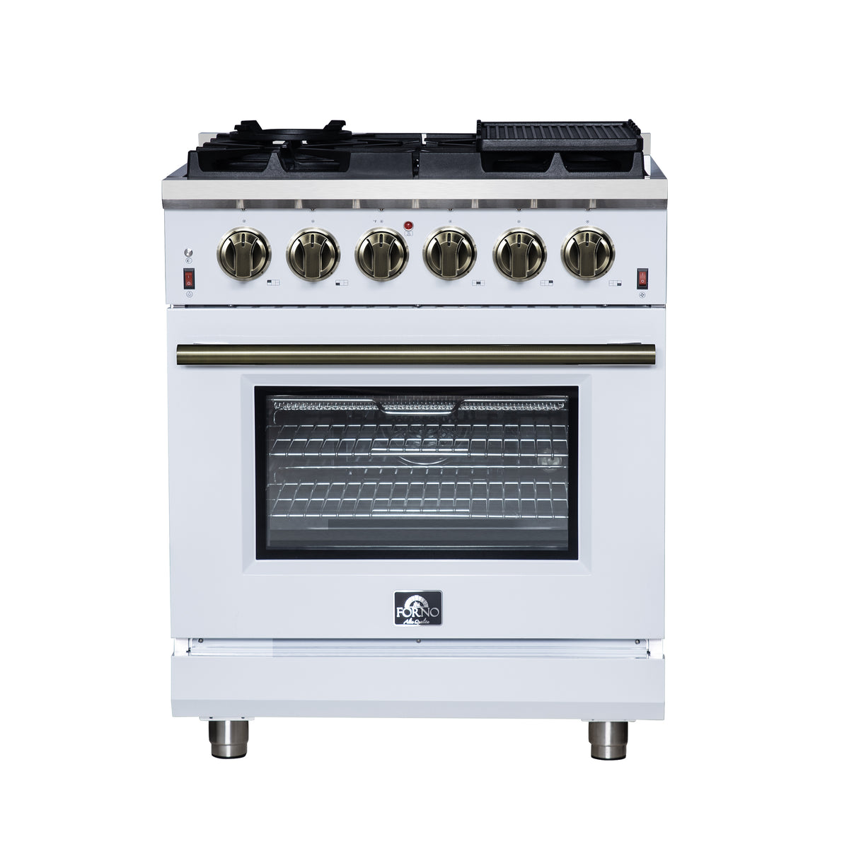Forno Massimo 30" Freestanding Gas Range All in White with 5 Sealed Burners 68,000 BTU