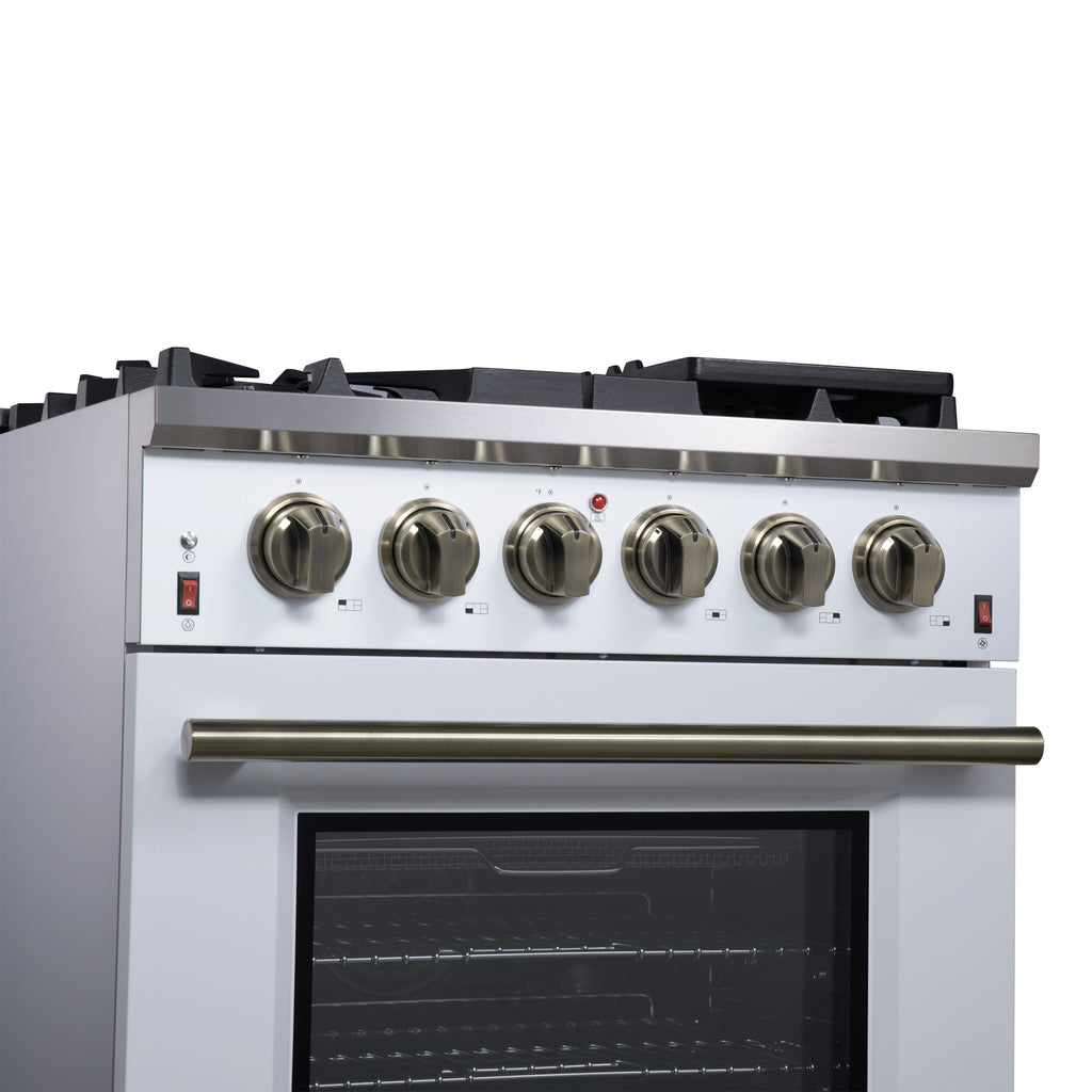 Forno Massimo 30" Freestanding Gas Range All in White with 5 Sealed Burners 68,000 BTU