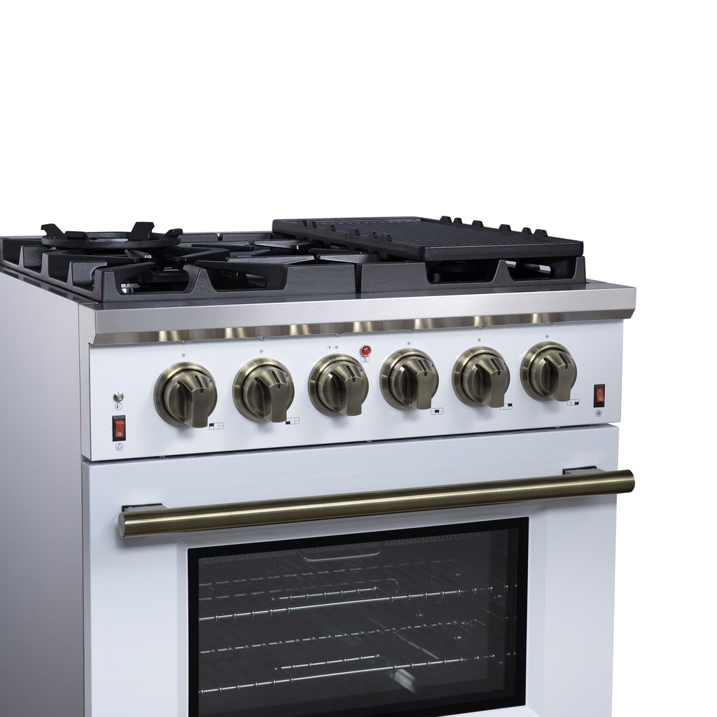 Forno Massimo 30" Freestanding Gas Range All in White with 5 Sealed Burners 68,000 BTU