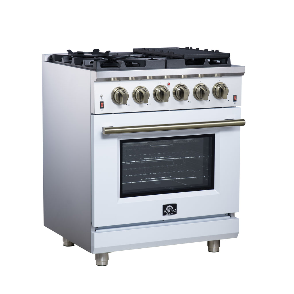 Forno Massimo 30" Freestanding Gas Range All in White with 5 Sealed Burners 68,000 BTU
