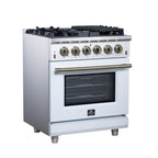 Forno Massimo 30" Freestanding Gas Range All in White with 5 Sealed Burners 68,000 BTU