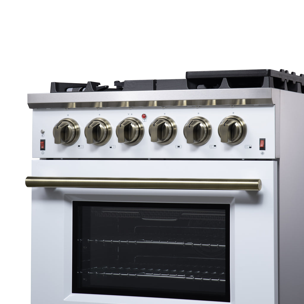 Forno Massimo 30" Freestanding Gas Range All in White with 5 Sealed Burners 68,000 BTU