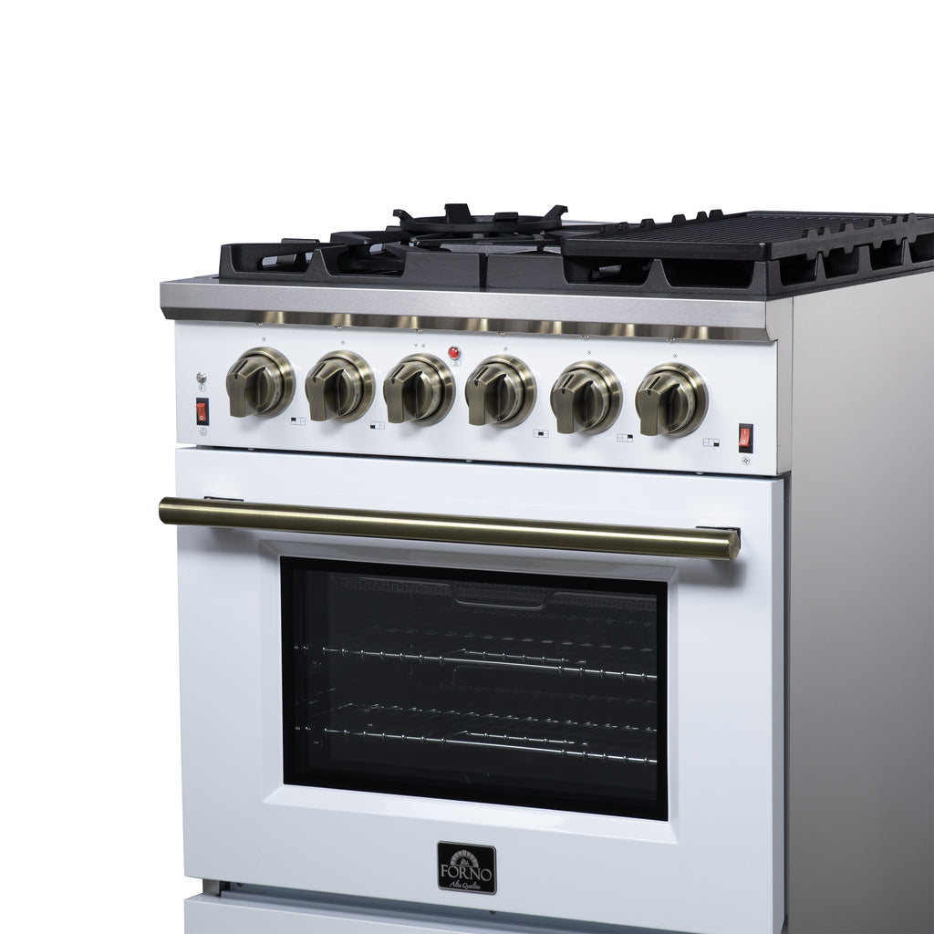 Forno Massimo 30" Freestanding Gas Range All in White with 5 Sealed Burners 68,000 BTU