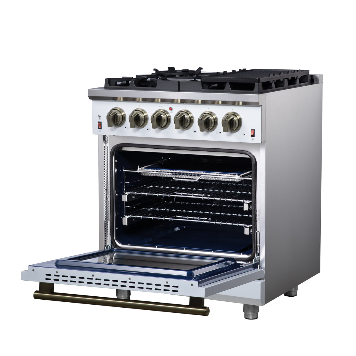 Forno Massimo 30" Freestanding Gas Range All in White with 5 Sealed Burners 68,000 BTU