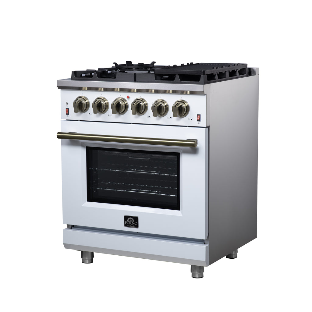 Forno Massimo 30" Freestanding Gas Range All in White with 5 Sealed Burners 68,000 BTU