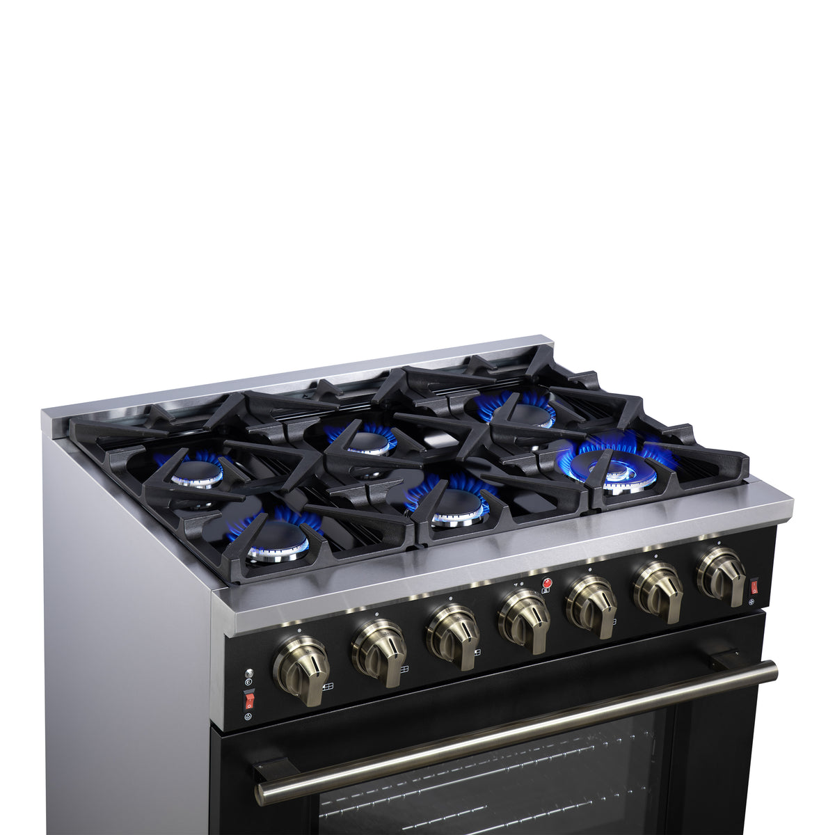 Forno Massimo 36" Freestanding Gas Range All in Black with 6 Sealed Burners 83,000 BTU