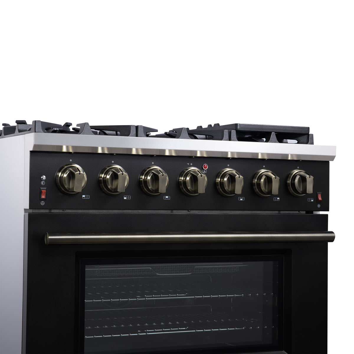 Forno Massimo 36" Freestanding Gas Range All in Black with 6 Sealed Burners 83,000 BTU