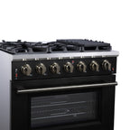 Forno Massimo 36" Freestanding Gas Range All in Black with 6 Sealed Burners 83,000 BTU