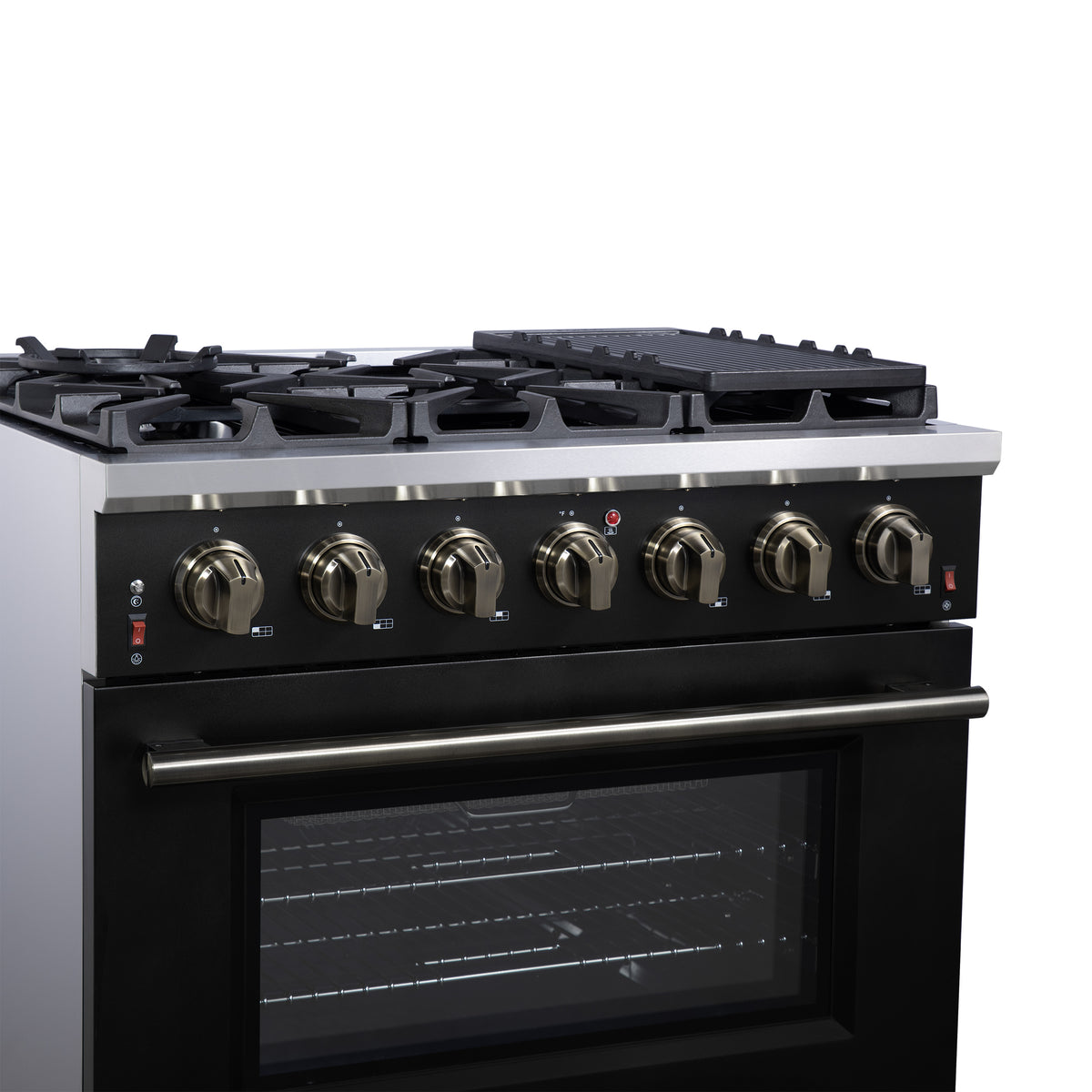 Forno Massimo 36" Freestanding Gas Range All in Black with 6 Sealed Burners 83,000 BTU