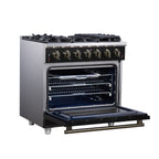 Forno Massimo 36" Freestanding Gas Range All in Black with 6 Sealed Burners 83,000 BTU