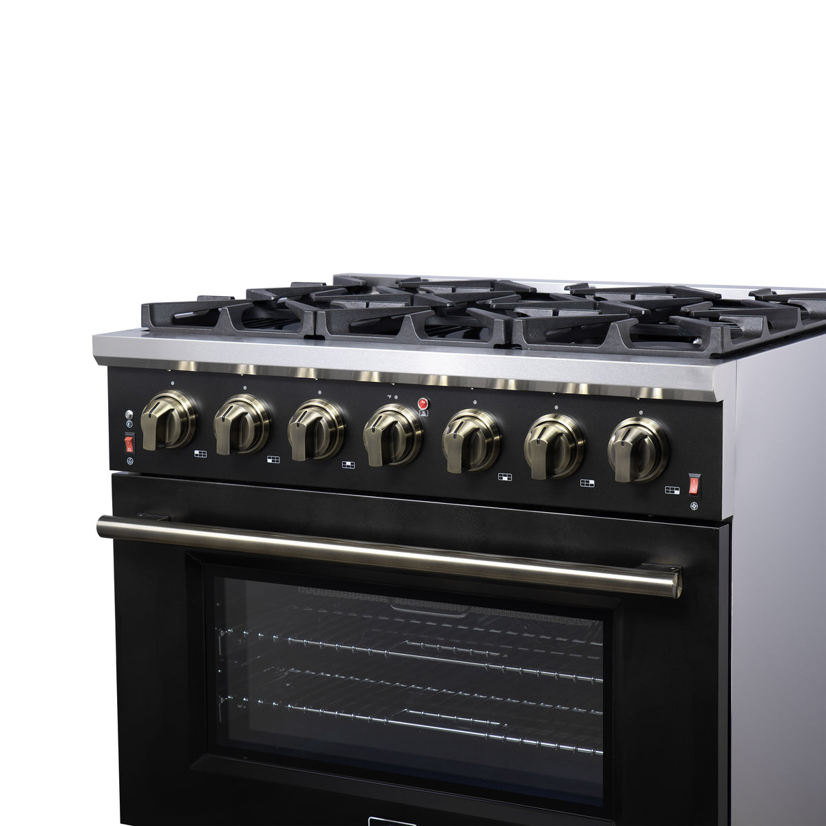 Forno Massimo 36" Freestanding Gas Range All in Black with 6 Sealed Burners 83,000 BTU