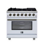 Forno Massimo 36" Freestanding Gas Range All in White with 6 Sealed Burners 83,000 BTU