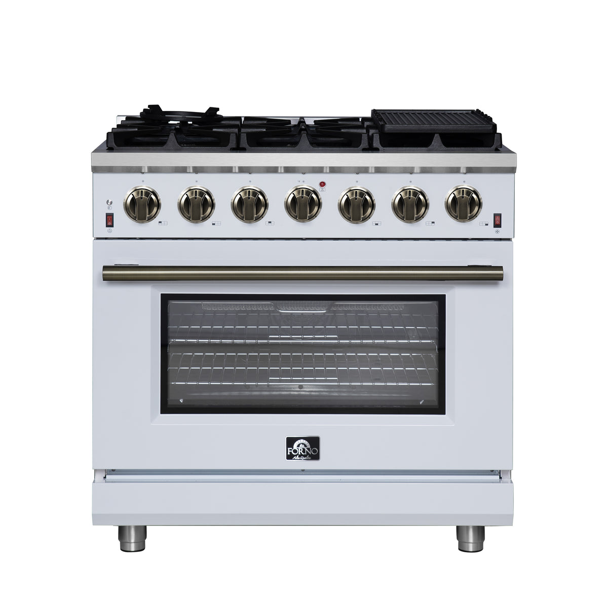 Forno Massimo 36" Freestanding Gas Range All in White with 6 Sealed Burners 83,000 BTU