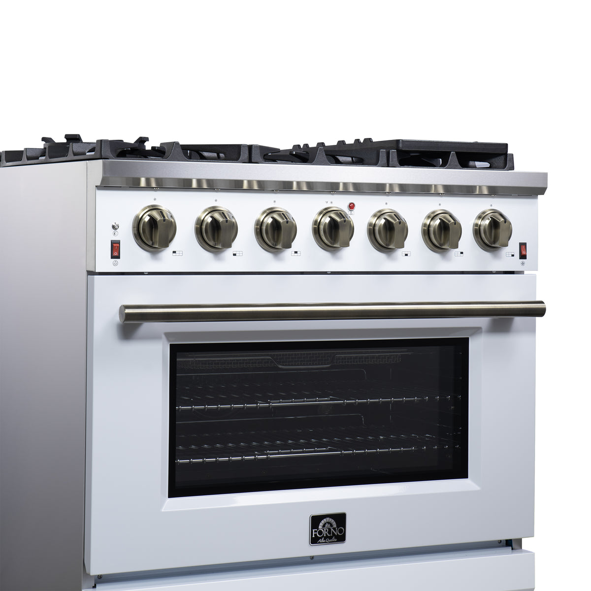 Forno Massimo 36" Freestanding Gas Range All in White with 6 Sealed Burners 83,000 BTU