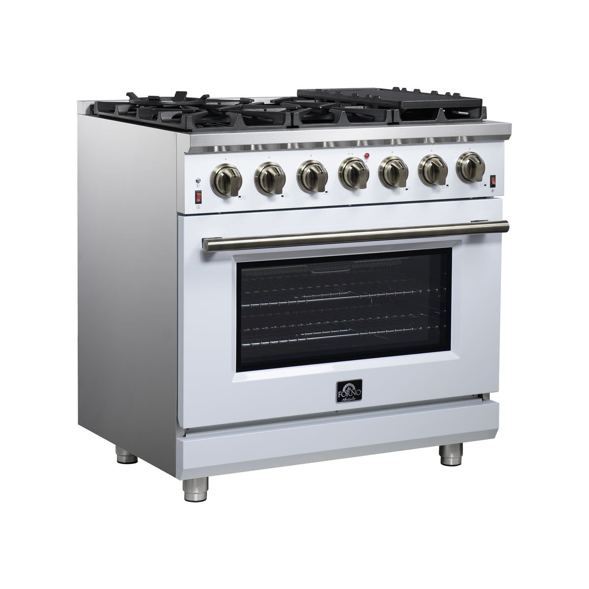 Forno Massimo 36" Freestanding Gas Range All in White with 6 Sealed Burners 83,000 BTU