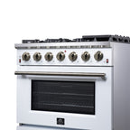 Forno Massimo 36" Freestanding Gas Range All in White with 6 Sealed Burners 83,000 BTU