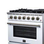 Forno Massimo 36" Freestanding Gas Range All in White with 6 Sealed Burners 83,000 BTU