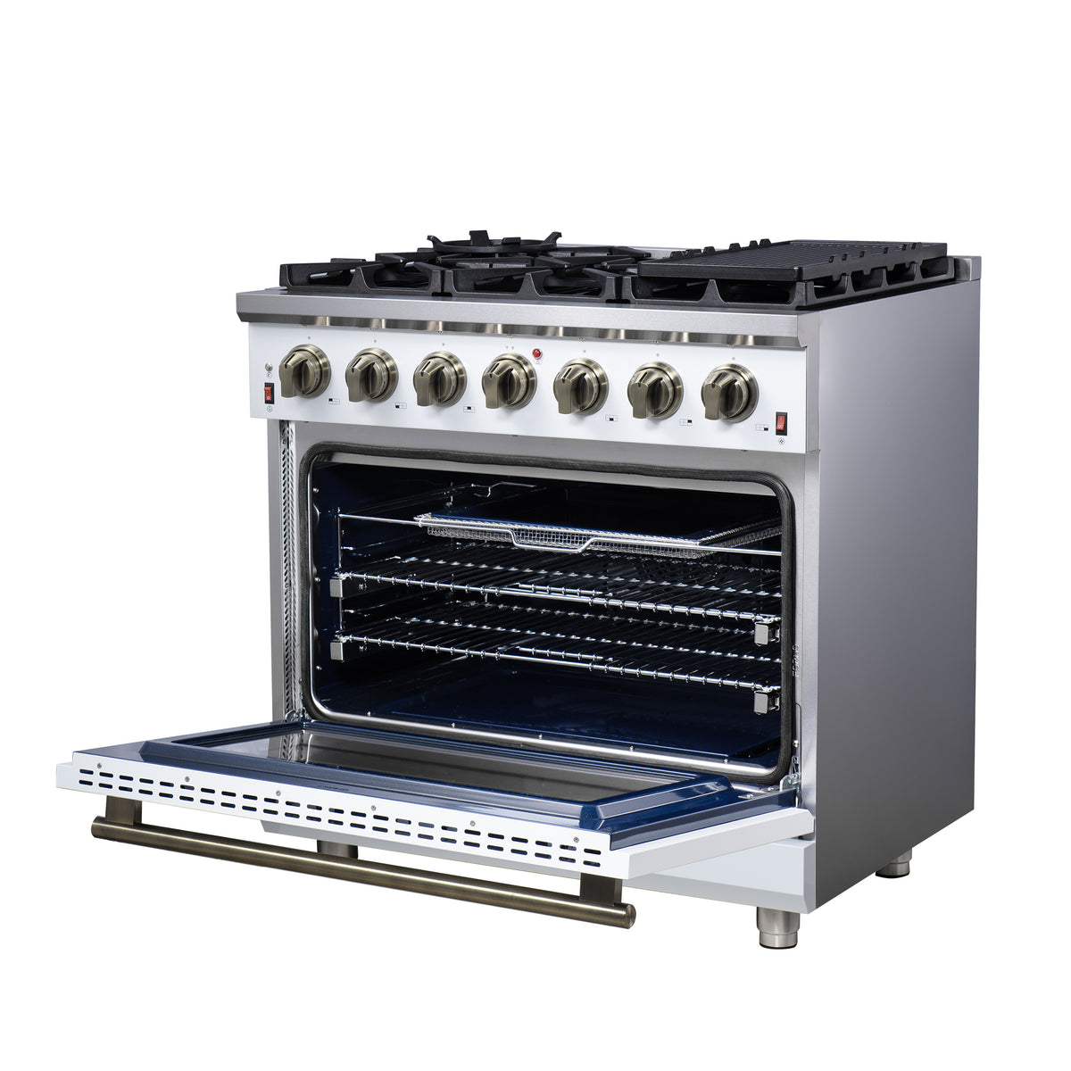 Forno Massimo 36" Freestanding Gas Range All in White with 6 Sealed Burners 83,000 BTU