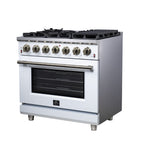 Forno Massimo 36" Freestanding Gas Range All in White with 6 Sealed Burners 83,000 BTU