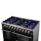 Forno Massimo 48" Freestanding Gas Range All in Black with 8 Sealed Burners 107,000 BTU