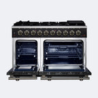 Forno Massimo 48" Freestanding Gas Range All in Black with 8 Sealed Burners 107,000 BTU
