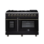 Forno Massimo 48" Freestanding Gas Range All in Black with 8 Sealed Burners 107,000 BTU