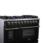 Forno Massimo 48" Freestanding Gas Range All in Black with 8 Sealed Burners 107,000 BTU