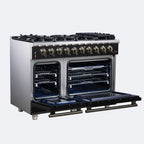 Forno Massimo 48" Freestanding Gas Range All in Black with 8 Sealed Burners 107,000 BTU