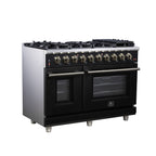 Forno Massimo 48" Freestanding Gas Range All in Black with 8 Sealed Burners 107,000 BTU