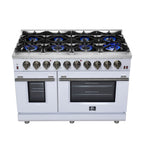 Forno Massimo 48" Freestanding Gas Range All in White with 8 Sealed Burners 107,000 BTU