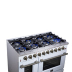 Forno Massimo 48" Freestanding Gas Range All in White with 8 Sealed Burners 107,000 BTU