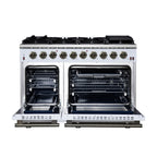 Forno Massimo 48" Freestanding Gas Range All in White with 8 Sealed Burners 107,000 BTU