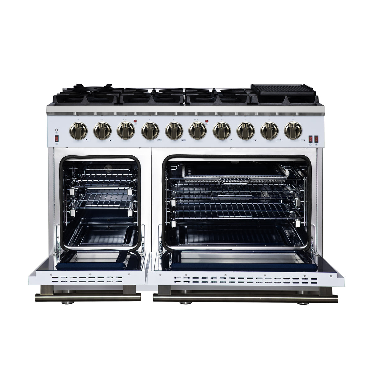 Forno Massimo 48" Freestanding Gas Range All in White with 8 Sealed Burners 107,000 BTU
