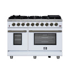Forno Massimo 48" Freestanding Gas Range All in White with 8 Sealed Burners 107,000 BTU